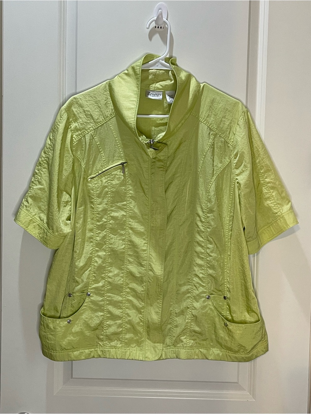 Chico's Zenergy Light Lime Green Short-Sleeve Full Zip Utility Jacket XL/16